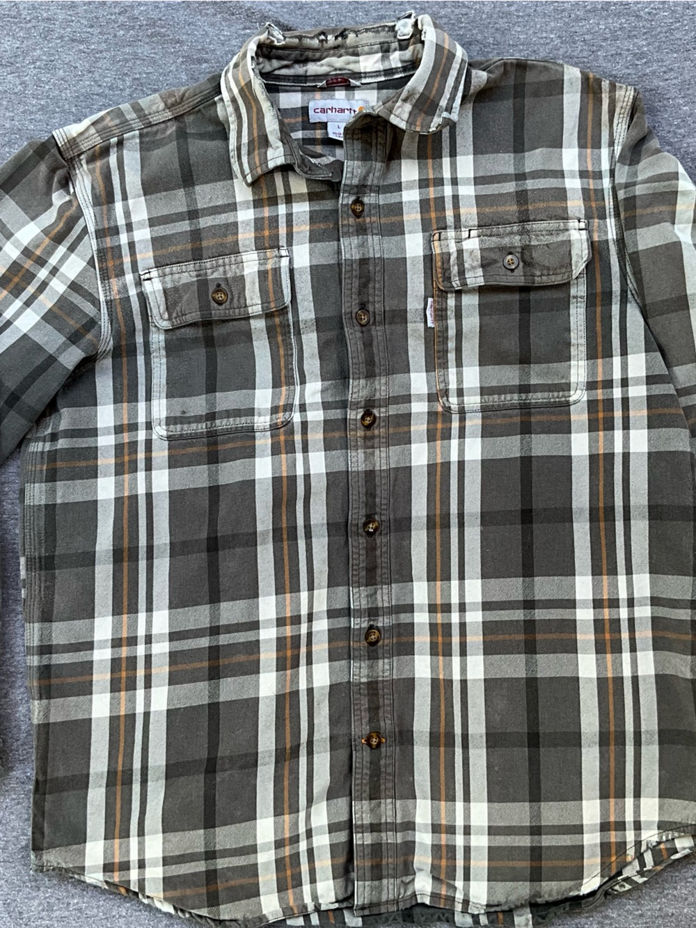 Carhartt Men’s Gray Plaid Button-Front Shirt
